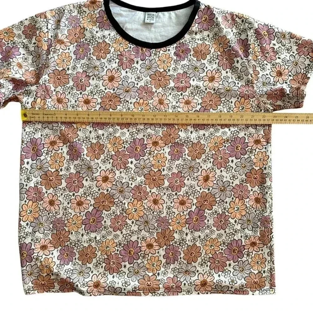 Wild Rich Kids T-Shirt Adult Size XL flower jack-o-lantern pumpkin print - Picture 5 of 10